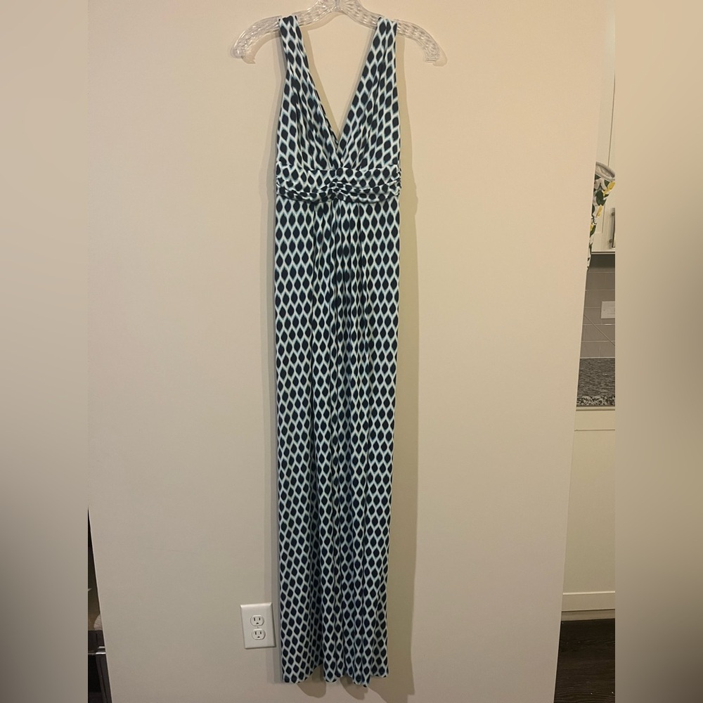 5/48 navy and White Patterned Maxi Dress